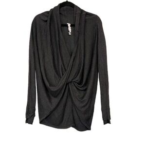 EUC Lululemon Iconic Draped Twist Front Charcoal Gray Sweater Size 6